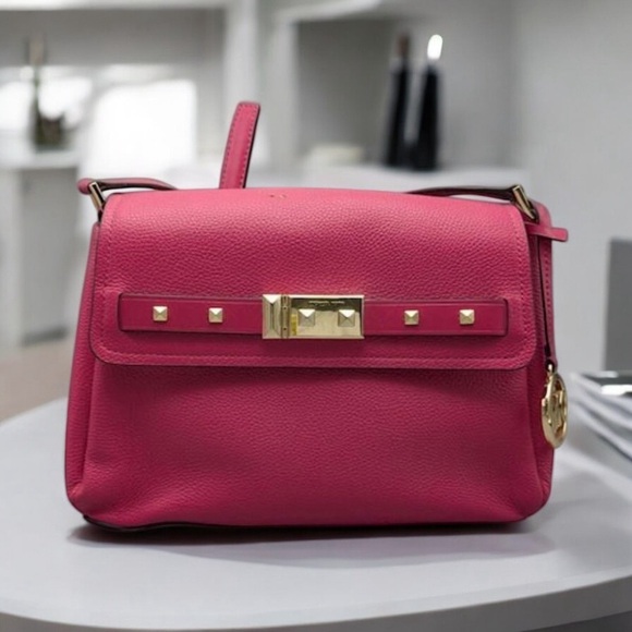 Michael Kors Addison Pink Structured Pebble Leather Bag - Picture 1 of 10